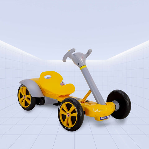 Foldable Electric Kart for Kids – Dual Motors, LED Lights & USB Music (YELLOW)