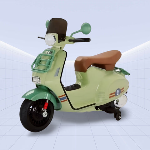 Classic Kids’ Ride-On Scooter – Dual Motor, Retro Charm (GREEN)