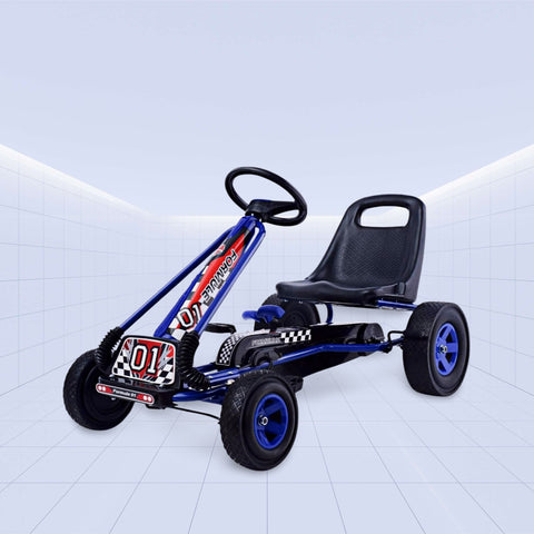 TurboAir Rally 2025 Kids Pedal Go-Kart – Inflatable Air Wheels, Clutch & Handbrake (BLUE)