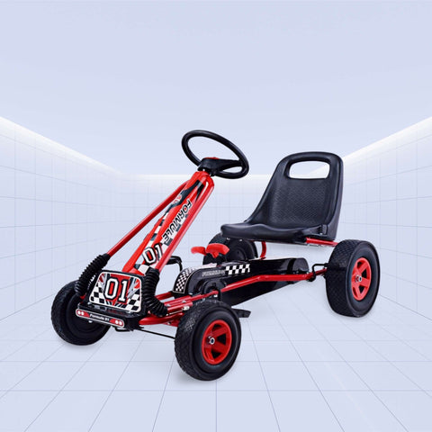 TurboAir Rally 2025 Kids Pedal Go-Kart – Inflatable Air Wheels, Clutch & Handbrake (RED)