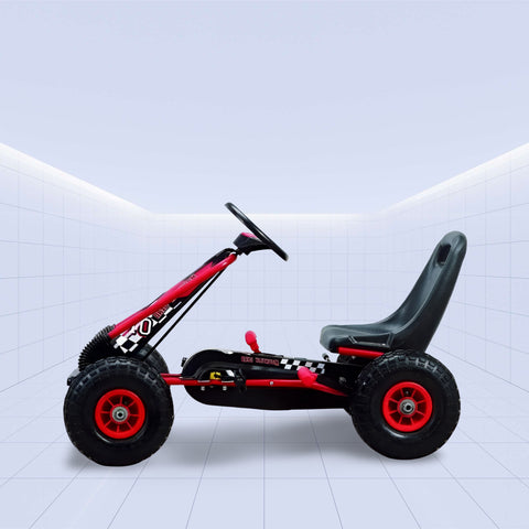 TurboAir Rally 2025 Kids Pedal Go-Kart – Inflatable Air Wheels, Clutch & Handbrake (RED)