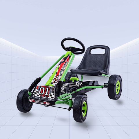 TurboAir Rally 2025 Kids Pedal Go-Kart – Inflatable Air Wheels, Clutch & Handbrake (GREEN)