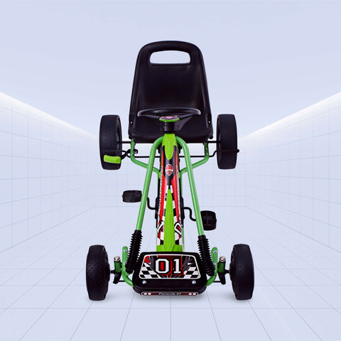 TurboAir Rally 2025 Kids Pedal Go-Kart – Inflatable Air Wheels, Clutch & Handbrake (GREEN)