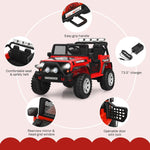 Electric Ride-On Jeep for Kids – Off-Road with Remote Control, LED Lights & Music (RED)