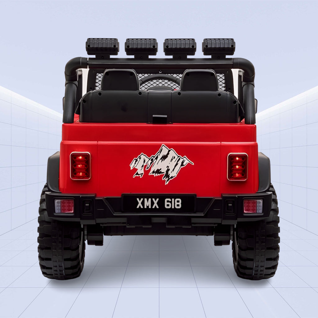 Electric Ride-On Jeep for Kids – Off-Road with Remote Control, LED Lights & Music (RED)