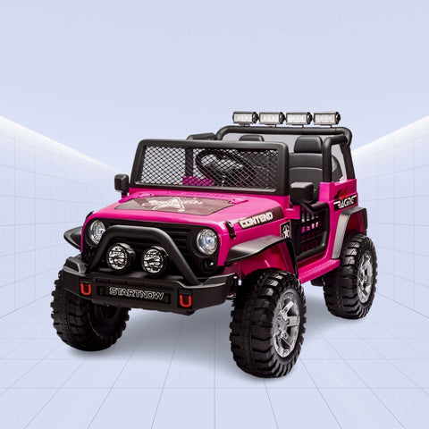 Electric Ride-On Jeep for Kids – Off-Road with Remote Control, LED Lights & Music (PINK)