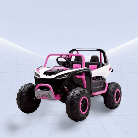 WildRider 4x4 Electric Ride-On UTV for Kids – Dual Seat, Rubber Tires, Leather Seats, Off-Road (PINK)