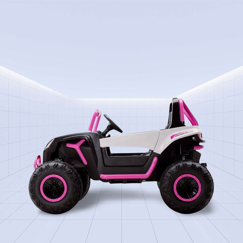 WildRider 4x4 Electric Ride-On UTV for Kids – Dual Seat, Rubber Tires, Leather Seats, Off-Road (PINK)