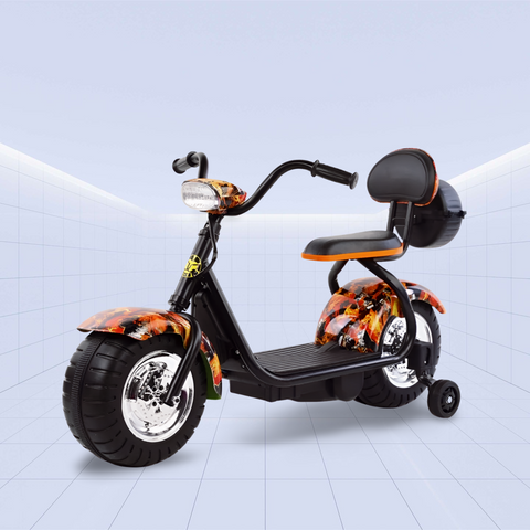 Vibrant Design Kids’ Little Electric Ride-On Motorcycle – The Perfect Gift for Little Adventurers (Orange)