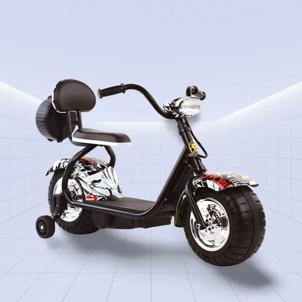 Vibrant Design Kids’ Little Electric Ride-On Motorcycle – The Perfect Gift for Little Adventurers (White)