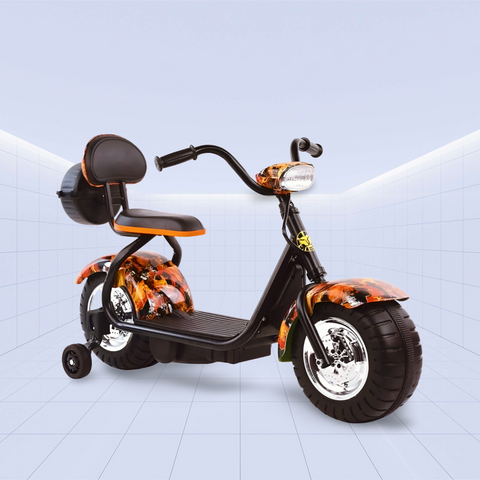 Vibrant Design Kids’ Little Electric Ride-On Motorcycle – The Perfect Gift for Little Adventurers (Orange)