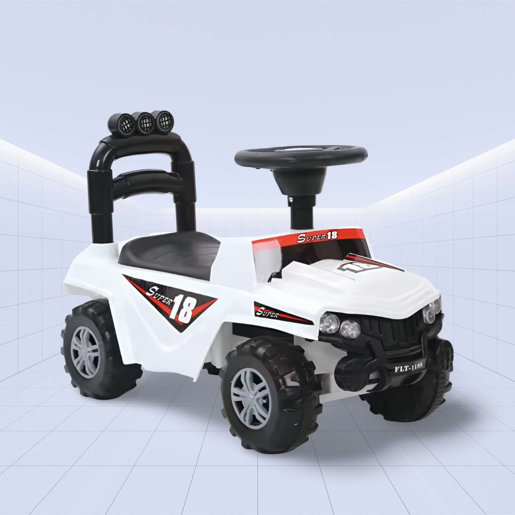 Ultimate Trailblazer: Deluxe Tractor  3-in-1 Ride on Fun Baby Push Car with Canopy (WHITE)