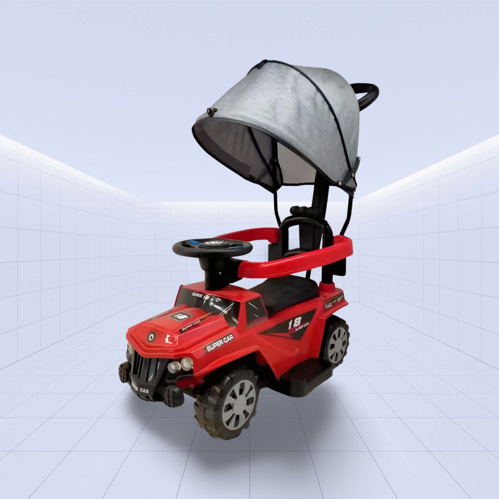 Ultimate Trailblazer: Deluxe Tractor  3-in-1 Ride on Fun Baby Push Car with Canopy (RED)
