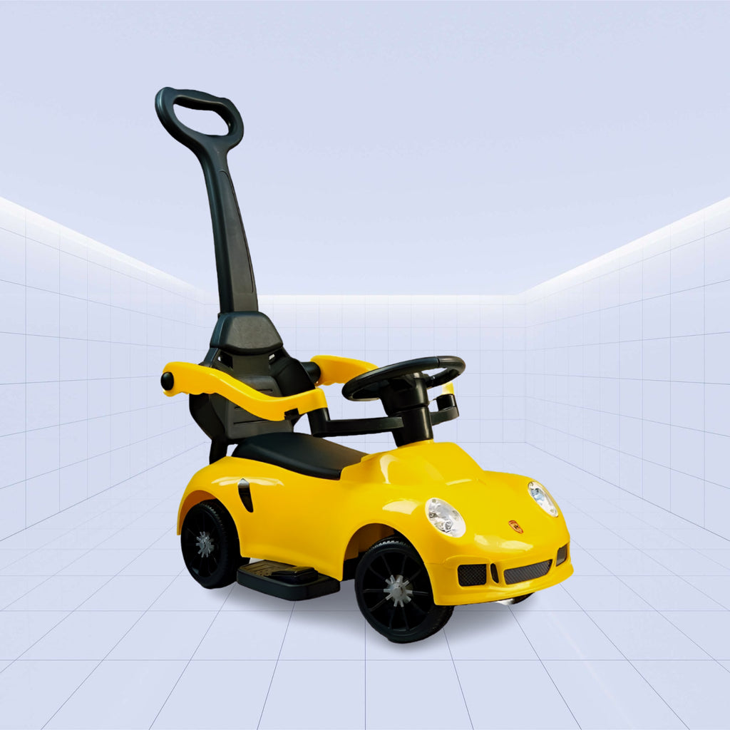 Turbo Tykes 3-in-1 Push Car: The Ultimate Ride for Little Drivers (YELLOW)
