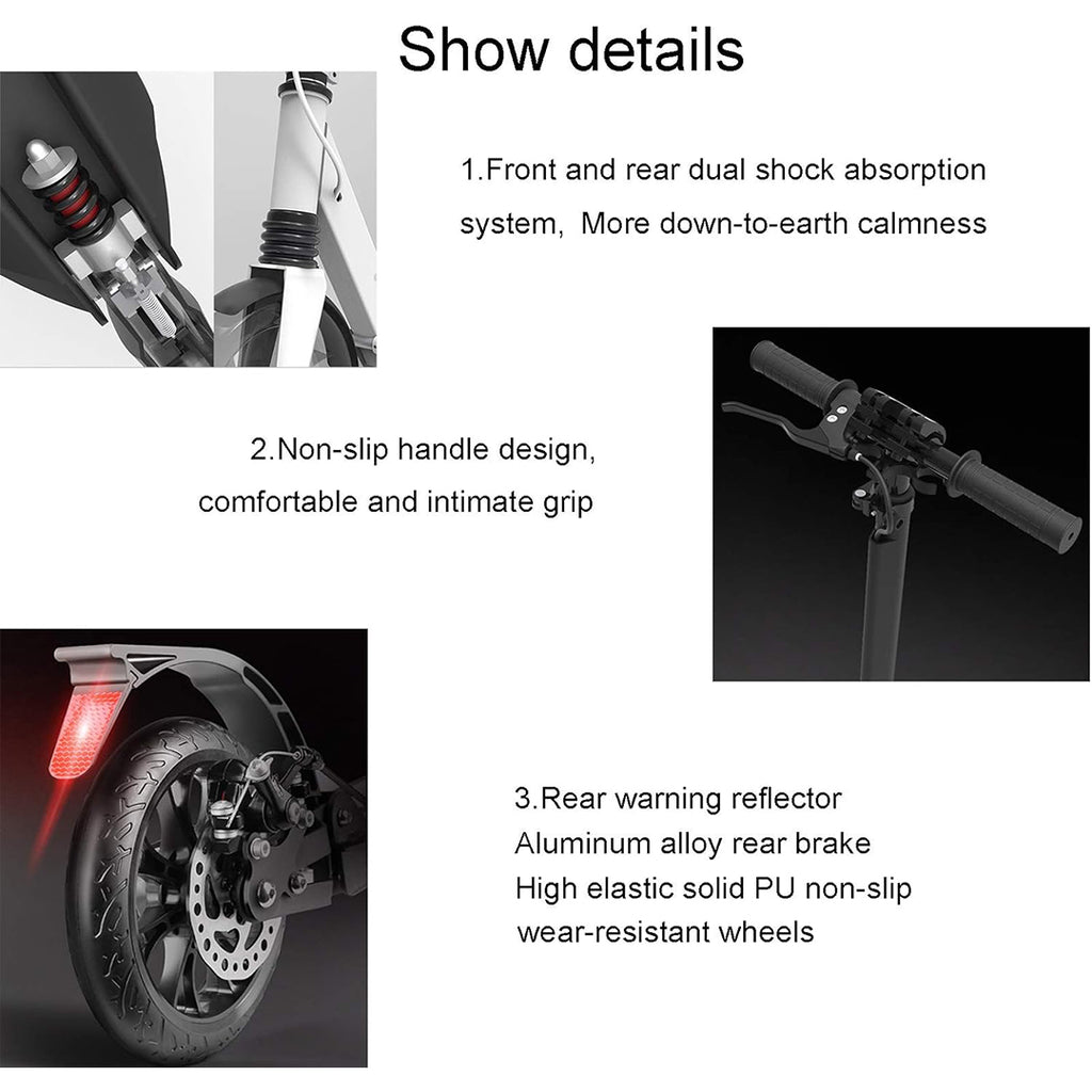 Aluminum Scooter with Double Suspension Folding Commuter for Adults, Kids and Teens.