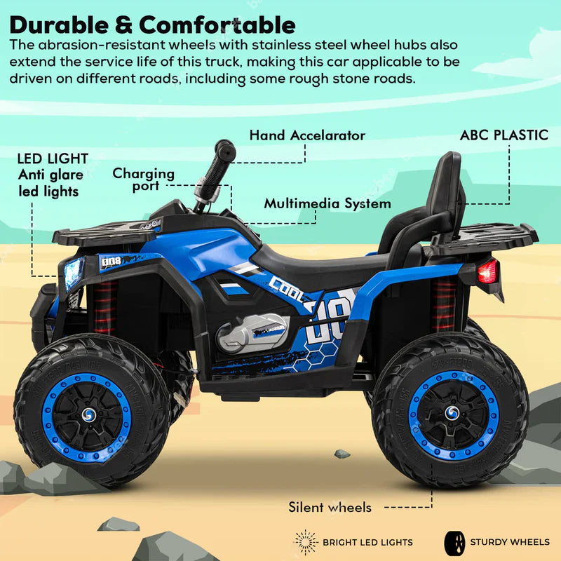 Aventura Monster ATV Ride-On for Kids – The Ultimate Off-Road Adventure Experience (Blue)