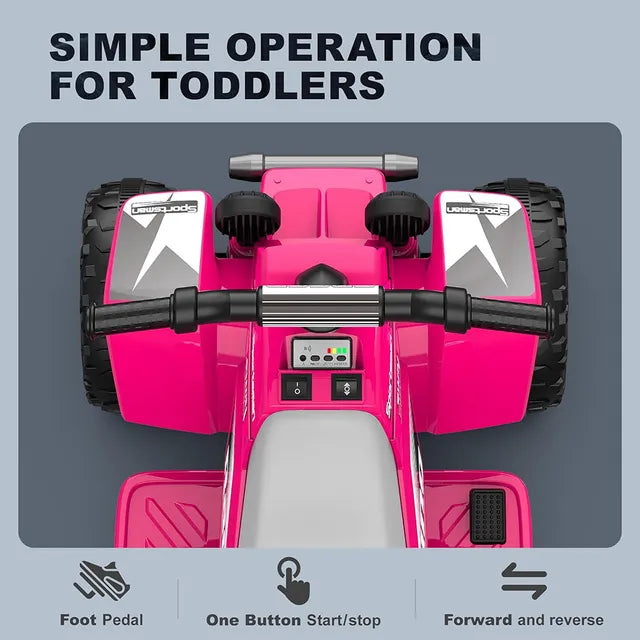 Electric Ride-On Quad Bike for Kids – Perfect for Little Adventurers (Pink)