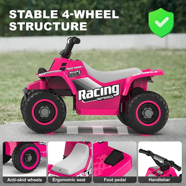 Electric Ride-On Quad Bike for Kids – Perfect for Little Adventurers (Pink)